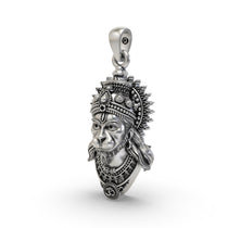 Angled side profile of the Alankar 925 silver Hanumanji pendant, showcasing the depth and craftsmanship of the design.