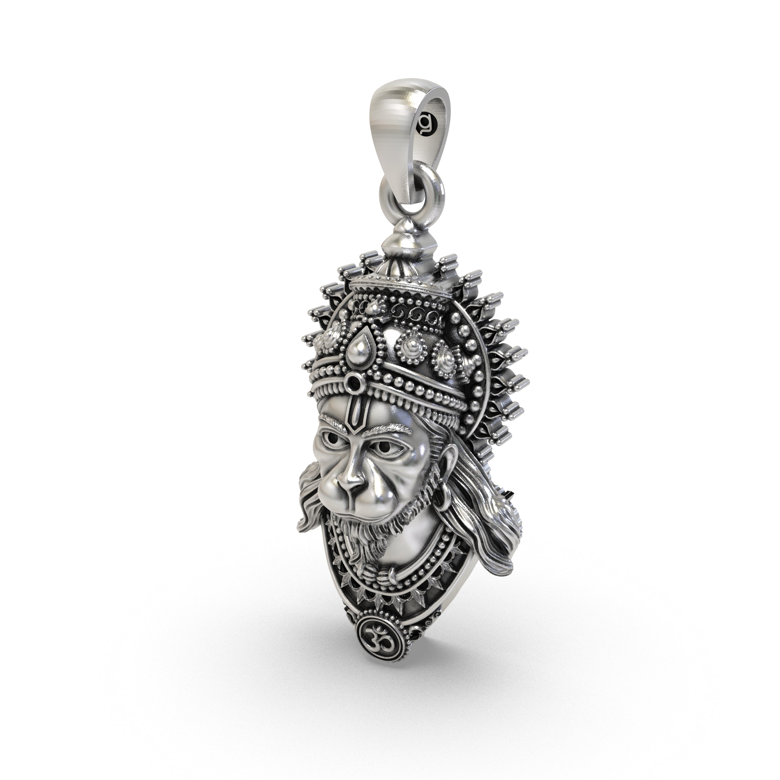 The lightweight 925 silver Hanumanji pendant with its hollow back design for comfortable daily wear and spiritual devotion.