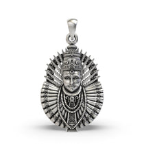 Front view of the 925 silver Renuka Devi pendant, showcasing its full design and oxidized finish for a traditional look.