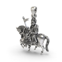 A 925 silver Ramapir pendant shown against a neutral background to display its size, scale, and oxidized silver texture.