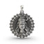 Front view of the 925 silver Shiva face pendant, showcasing its serene expression and oxidized finish.