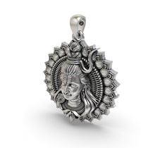 The hollow back design of the lightweight 925 silver Shiva face pendant, designed for comfortable daily wear.