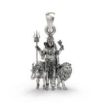 Front view of the 925 silver Shiv Shakti Ardha Nareeswara pendant showing the divine union form.