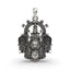 Front view of the 925 silver Kollur Shri Mookambika Devi pendant showcasing the detailed oxidized design.