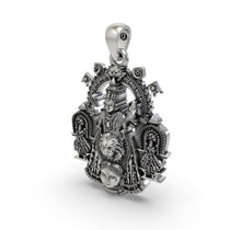 The hollow back design of the lightweight 925 sterling silver Kollur Mookambika Devi pendant for comfort.