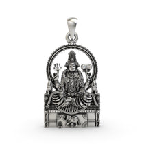 Front view of the intricately designed Sri Mannamma Devi pendant in oxidized 925 sterling silver from Alankar.