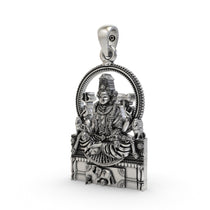 Angled view of the 925 silver Sri Mannamma Devi pendant, showing the depth of its sacred and intricate design.