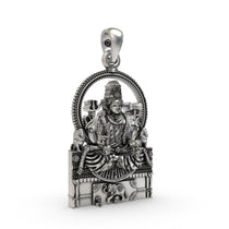 A detailed close-up of the Sri Mannamma Devi pendant in 925 silver, highlighting the antique oxidized finish.