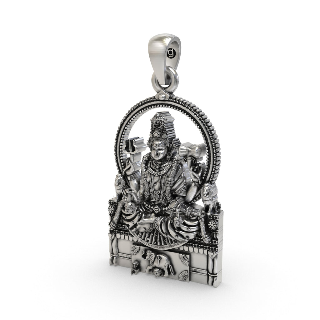 Back view of the Sri Mannamma Devi pendant, showing its hollow design in 925 silver for comfortable everyday wear.