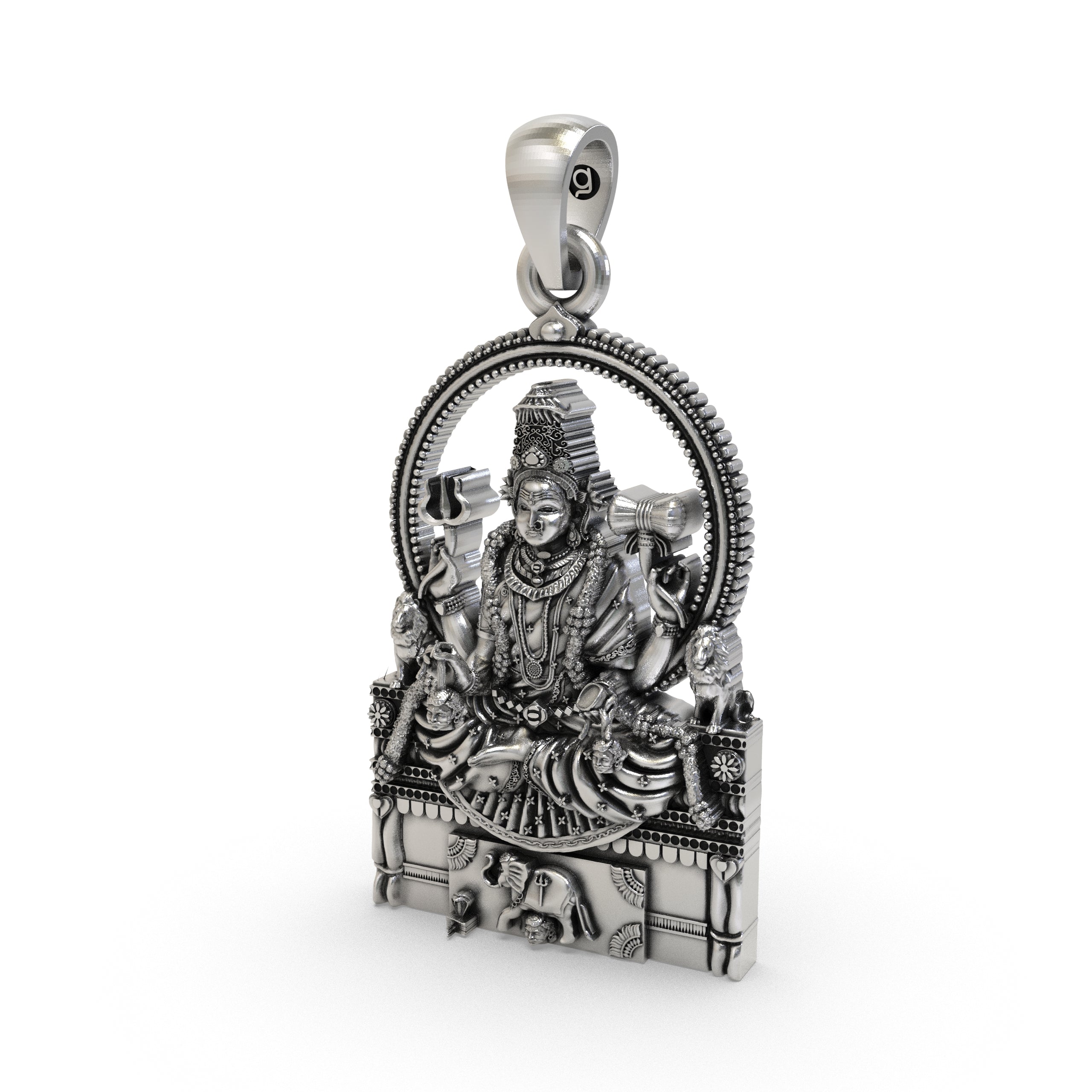 Back view of the Sri Mannamma Devi pendant, showing its hollow design in 925 silver for comfortable everyday wear.