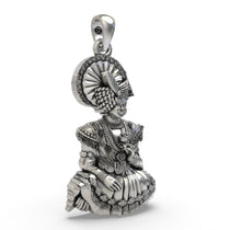 Close-up detail of the sacred 925 Silver Swaminarayan Bhagwan Pendant, highlighting the antique texture.