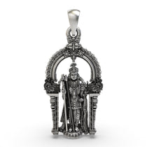 Front view of the 925 silver Arulmigu Dhandayuthapani Swamy pendant showing the deity's intricate details.