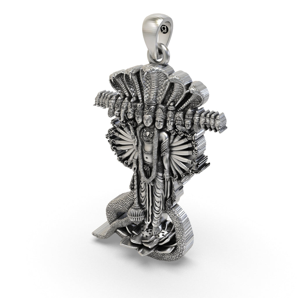 Backside of the hollow 925 Silver Lord Vishnu Pendant, showing the lightweight design for comfortable all-day wear.
