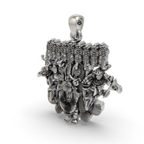 Backside view of the 925 silver nine-headed Ganesh pendant, illustrating the lightweight hollow design for comfort.