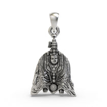 Front view of the 925 silver Tulja Bhavani pendant showing the intricate oxidized details of the Goddess.