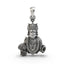 Front view of the 925 silver Swaminarayan pendant, showcasing the detailed oxidized finish and sacred deity depiction.