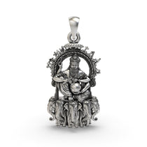 Front view of the 925 silver Vishvakarman pendant showing the intricate engraving of the divine architect god.