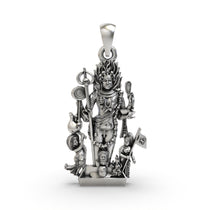 Front view of the oxidized 925 Silver Kaal Bhairav Pendant, showcasing the deity's fierce expression.