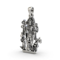 Angled profile of the Silver Kaal Bhairav Pendant highlighting the intricate craftsmanship and design.