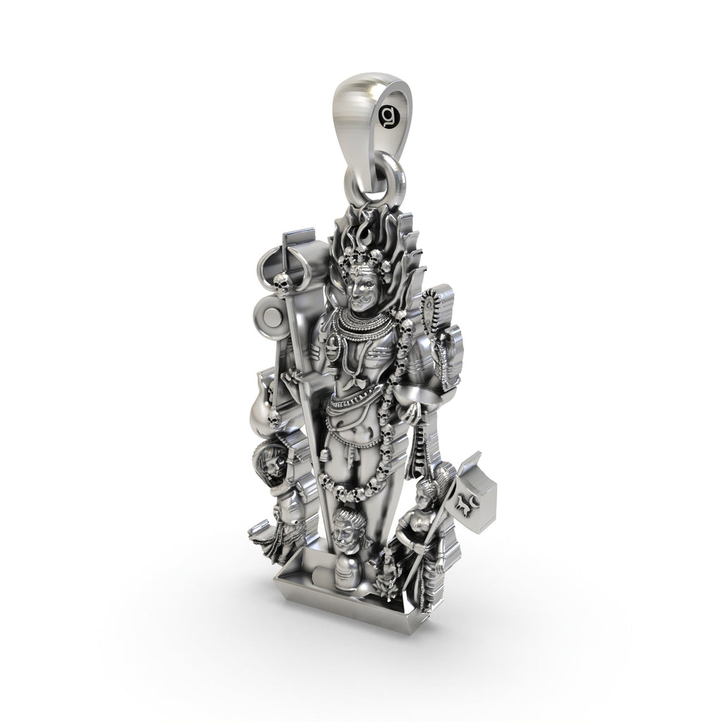 Back view of the Kaal Bhairav Pendant, showing the hollow design for lightweight and comfortable wear.