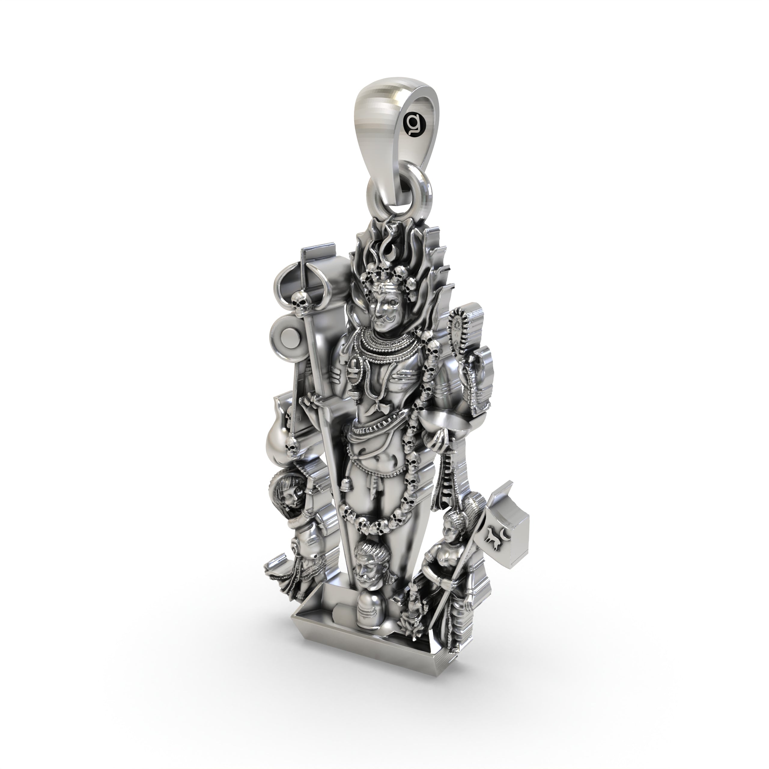 Back view of the Kaal Bhairav Pendant, showing the hollow design for lightweight and comfortable wear.