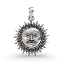 Front view of the 925 Sterling Silver Surya Dev Pendant, showing the Sun God on his chariot with an oxidized finish.