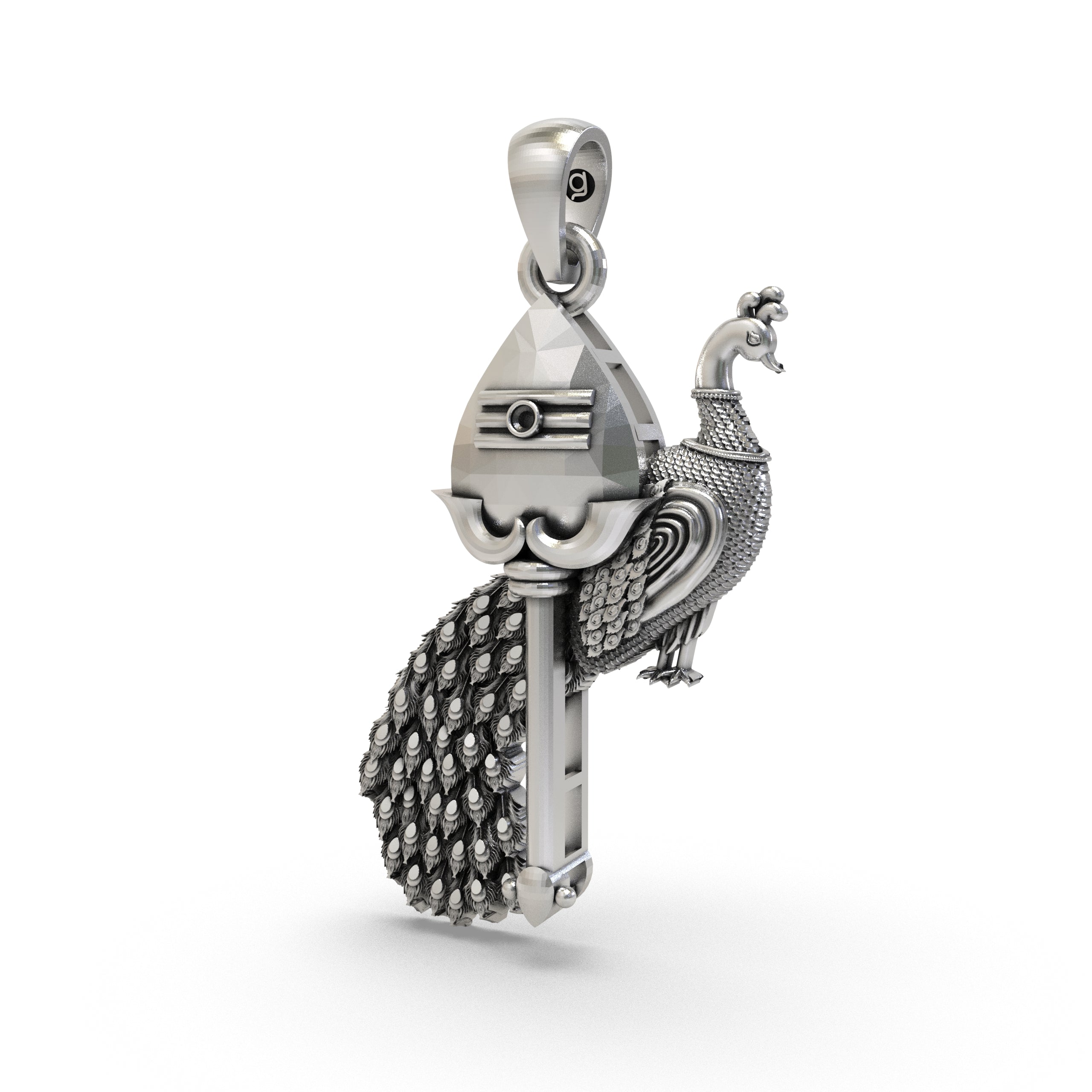 925 Silver The Vel with Peacock Pendant – Divine Protection & Power Secondary image