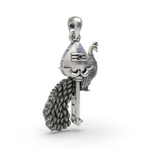 Side profile of the 925 silver Vel with Peacock pendant, displaying its dimensional shape and polished finish.