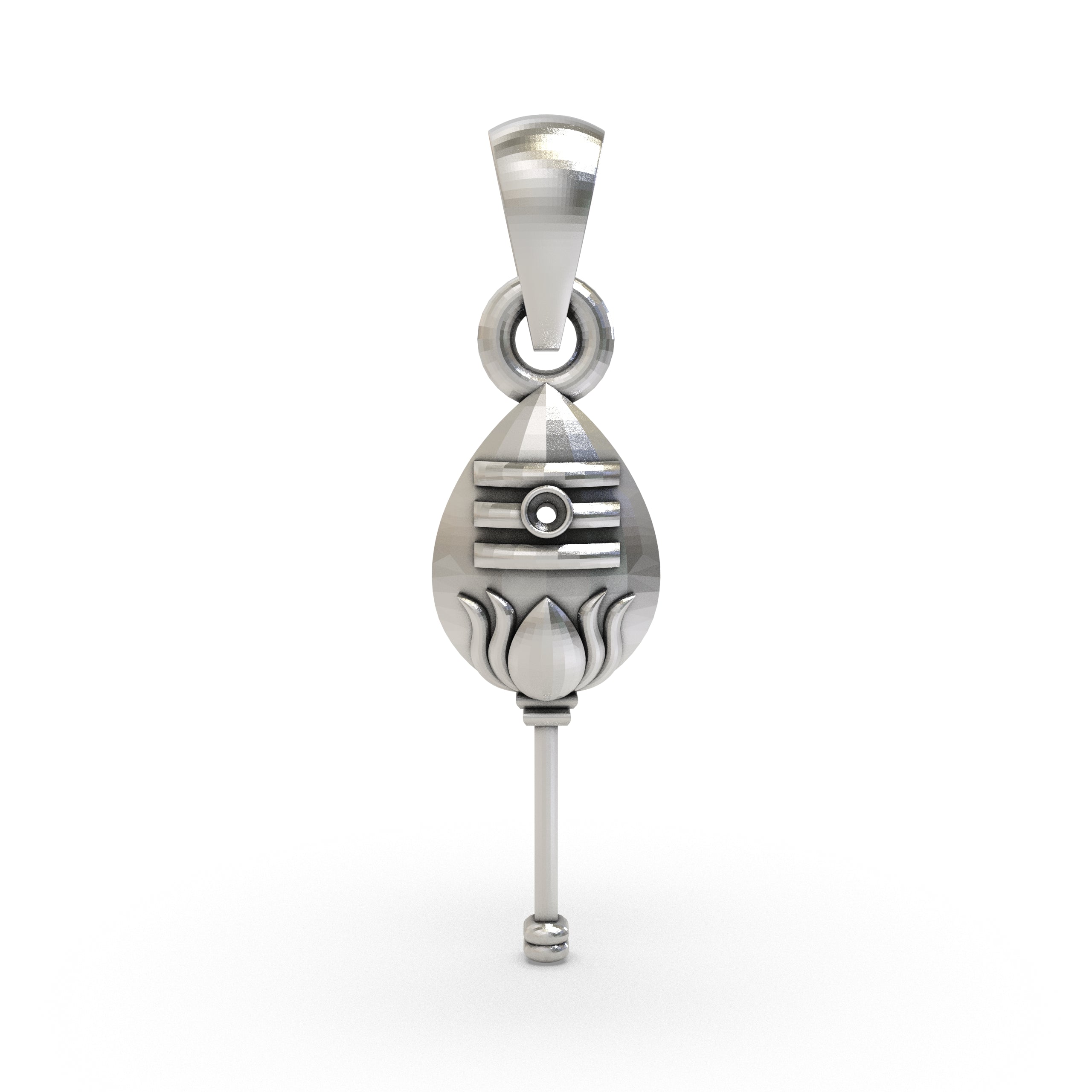 Front view of the 925 Sterling Silver Murugan Vel Pendant, showcasing its sacred spear design with an oxidized finish. Main image