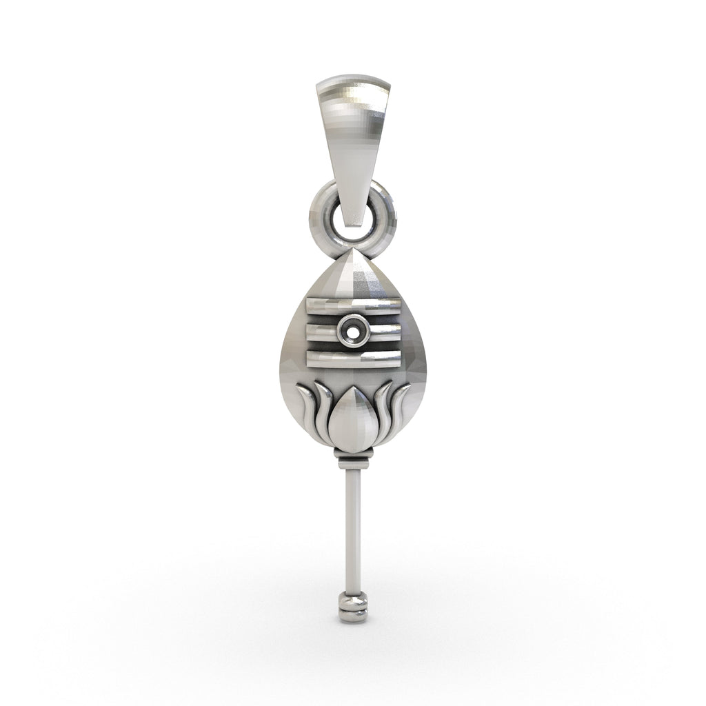 Front view of the 925 Sterling Silver Murugan Vel Pendant, showcasing its sacred spear design with an oxidized finish.