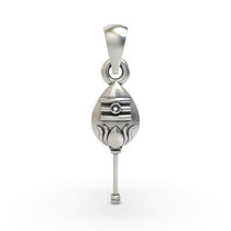 Front view of the 925 Sterling Silver Murugan Vel Pendant, showcasing its sacred spear design with an oxidized finish.