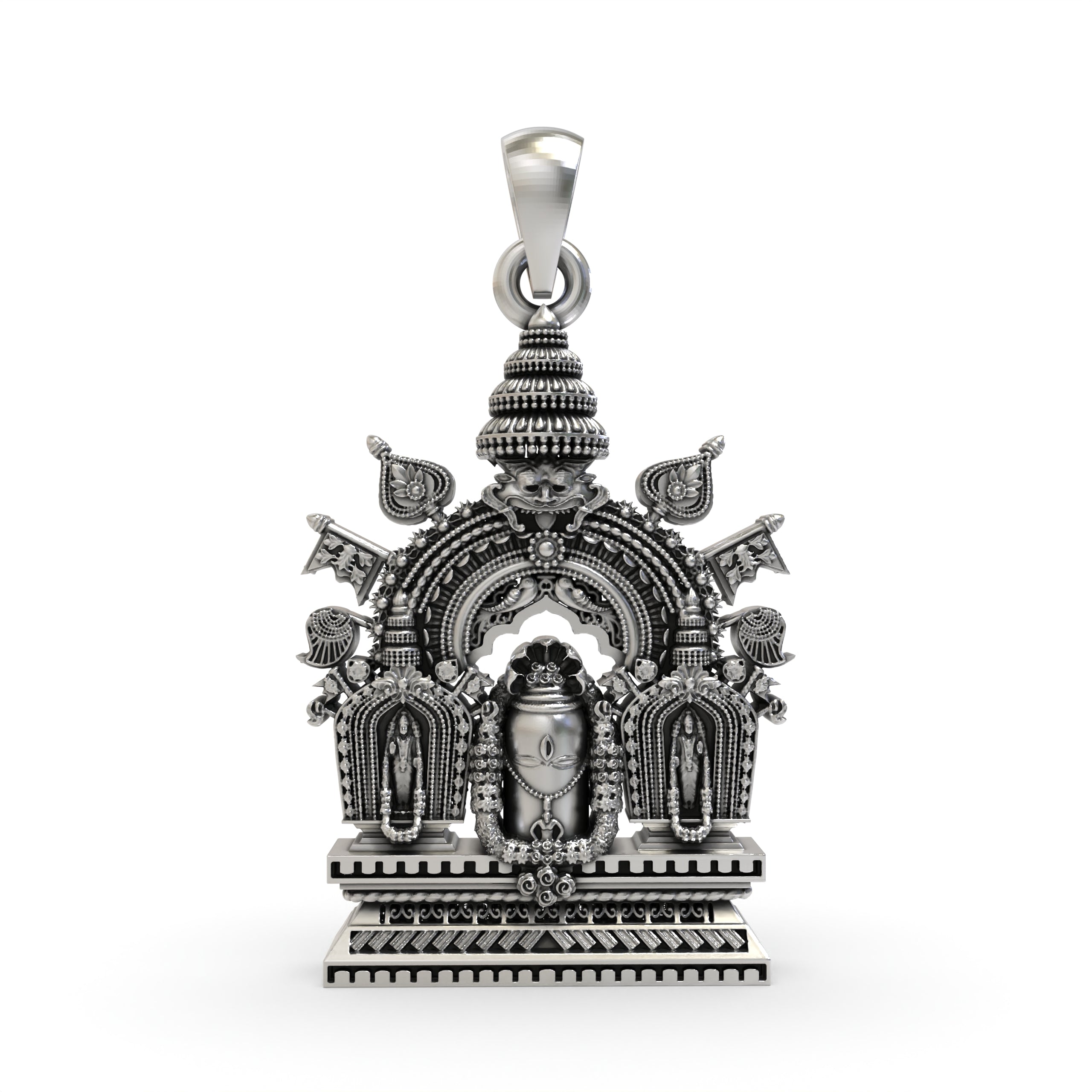 Front view of an oxidized 925 silver Shivling pendant, a sacred Lord Shiva amulet for spiritual protection and daily wear. Main image