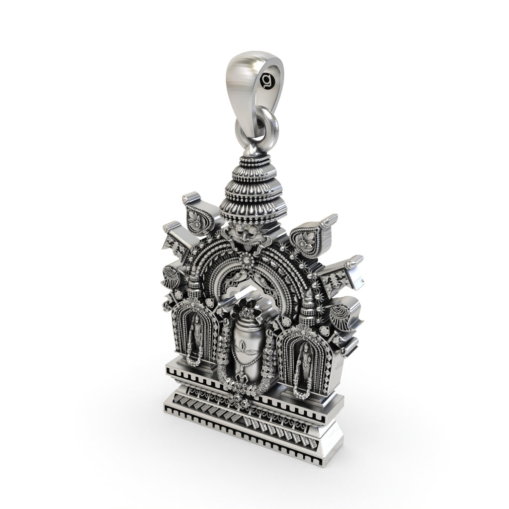 The back of the 925 silver Shivling Lord Shiva pendant, revealing its lightweight hollow design for comfortable daily wear.