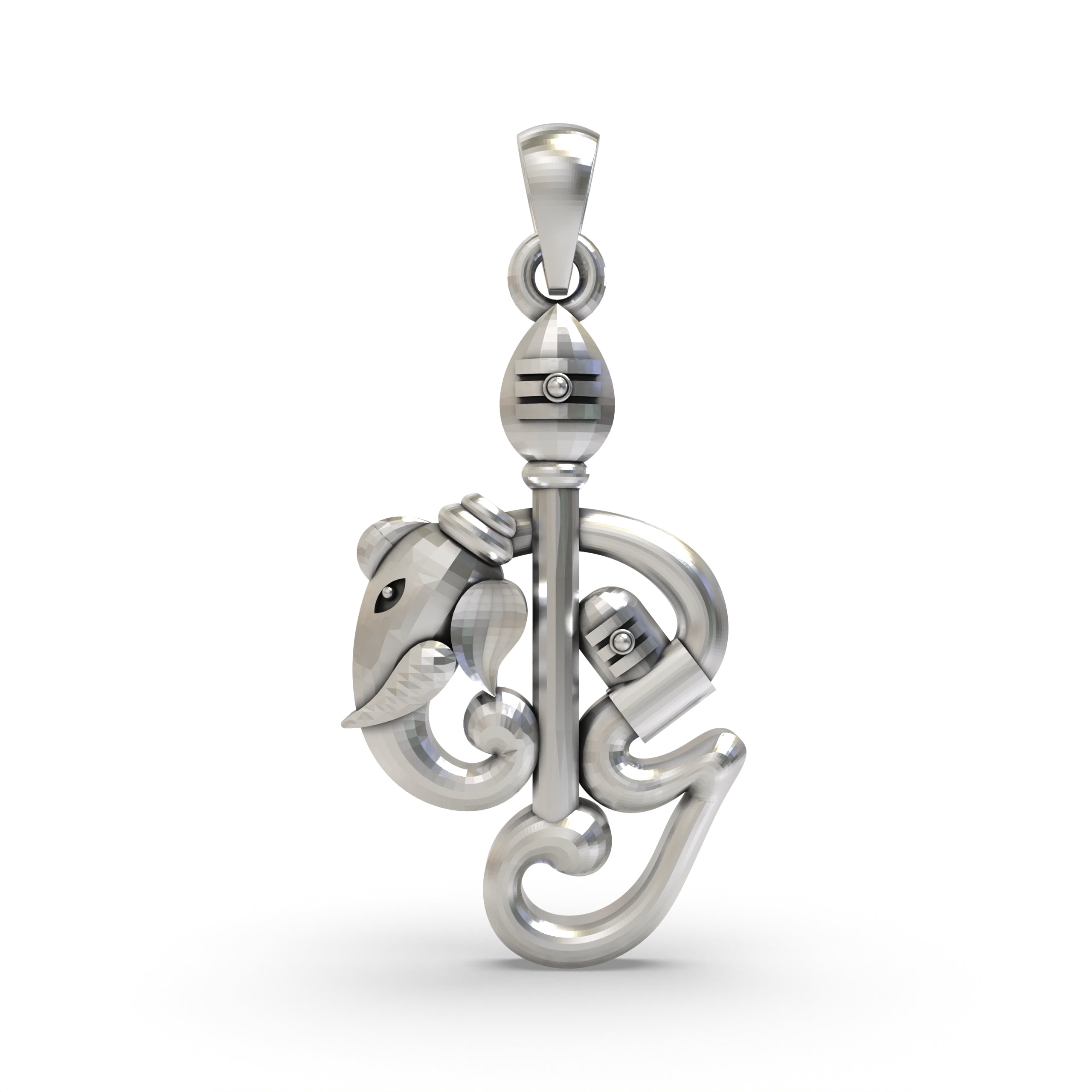 Front view of the 925 Silver Murugan Vel Pendant, showcasing its detailed oxidized finish and sacred spear design. Main image