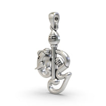 Angled shot of the Lord Kartikeya spear pendant, highlighting the intricate craftsmanship on the 925 sterling silver.