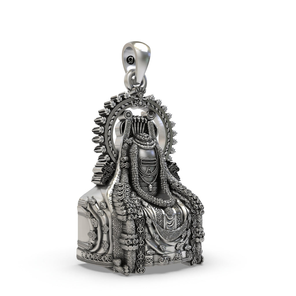Angled profile of the sacred Arunachala Shiva Lingam pendant in 925 silver, revealing its three-dimensional form.