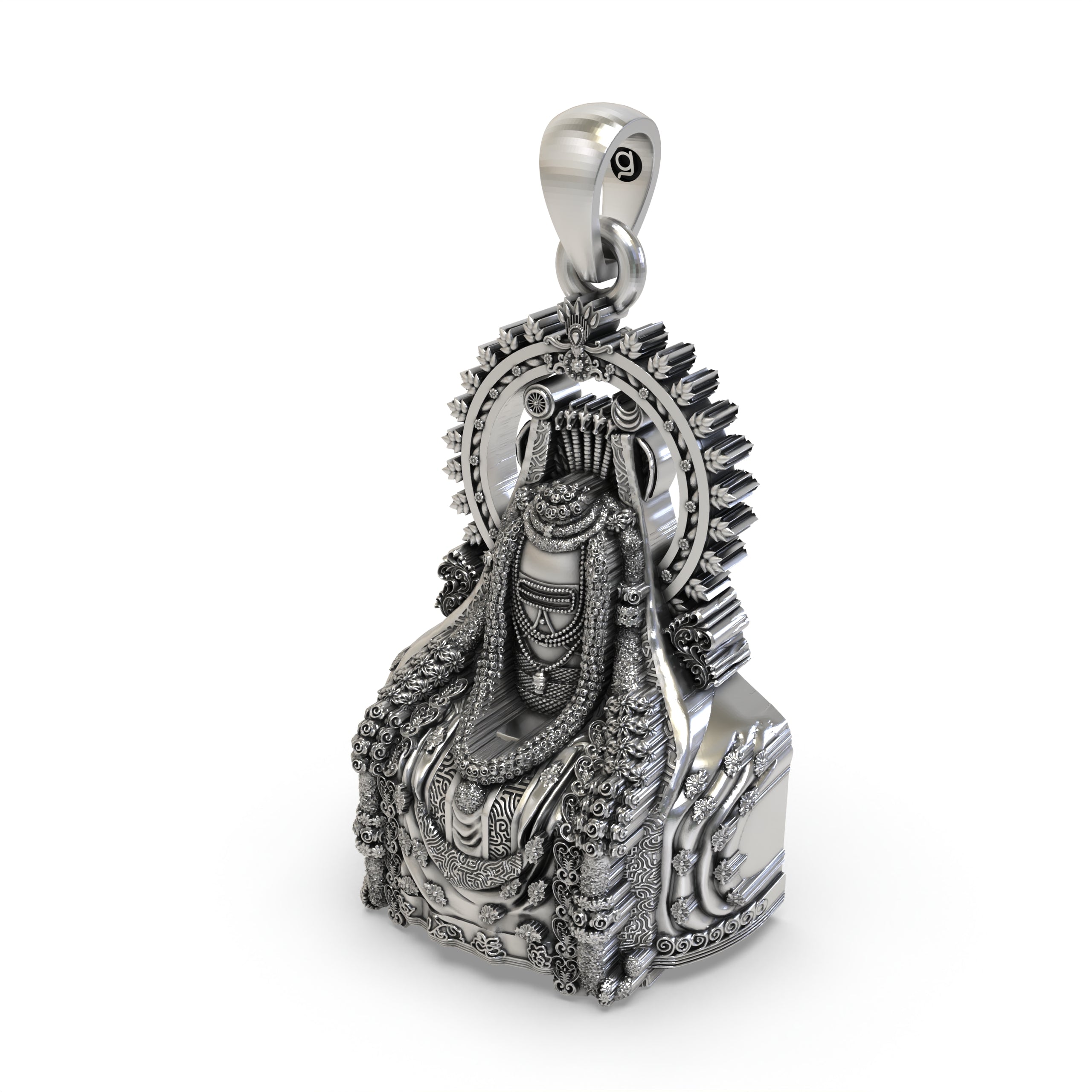 The hollow back design of the handcrafted 925 silver Arunachala Shiva Lingam pendant, made for lightweight comfort.
