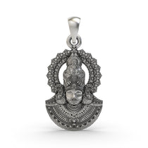 Front view of the detailed 925 silver Khatu Shyam Ji pendant, showcasing the divine Lord Shyam Baba's face.