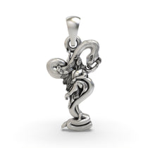 Front view of a detailed 925 silver Lord Shiva pendant with a coiled snake, Trishul, and Damru on an oxidized finish.