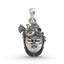 Front view of the intricately detailed Shrinathji Face Pendant in oxidized 925 sterling silver on a white surface.