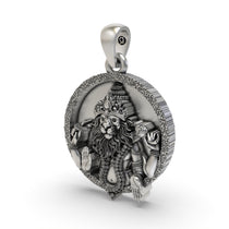 The hollow back design of the lightweight 925 silver Narsimha pendant, illustrating its comfortable construction for daily