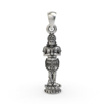 Front view of the detailed 925 sterling silver Hanumanji pendant, showing his powerful form holding a mace.
