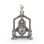 Front view of the intricately carved Khatu Shyam Ji face pendant in oxidized 925 sterling silver, showing divine details.
