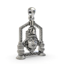 Side profile of the 925 silver Khatu Shyam Ji pendant, showcasing its 3D craftsmanship and lightweight hollow back design.