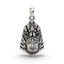 Front view of the handcrafted 925 sterling silver Khatu Shyam Baba face pendant with an antique oxidized finish.