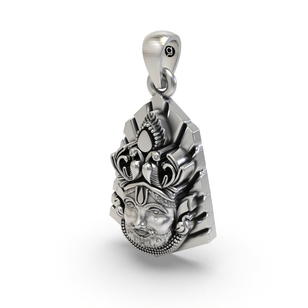 Back view of the hollow 925 silver Khatu Shyam Baba pendant, highlighting its comfortable, lightweight build.