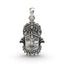 Front view of the antique finish Khatu Shyam Baba pendant in 925 sterling silver showing his divine face.