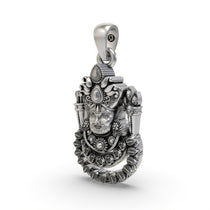 Close-up of the divine detailing on the Khatu Shyam Ji silver pendant, showcasing the serene expression of Shyam Baba.
