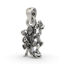Angled profile view of the 925 silver Hanumanji Sanjeevani Parvat pendant showcasing its divine craftsmanship.
