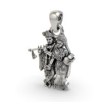 Backside view of the lightweight Radha Krishna 925 silver pendant, revealing its hollow design for comfortable wear.